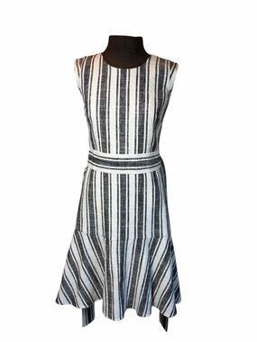 J.Crew Black & White Striped Fit & Flare Dress Size 0 Sleeveless